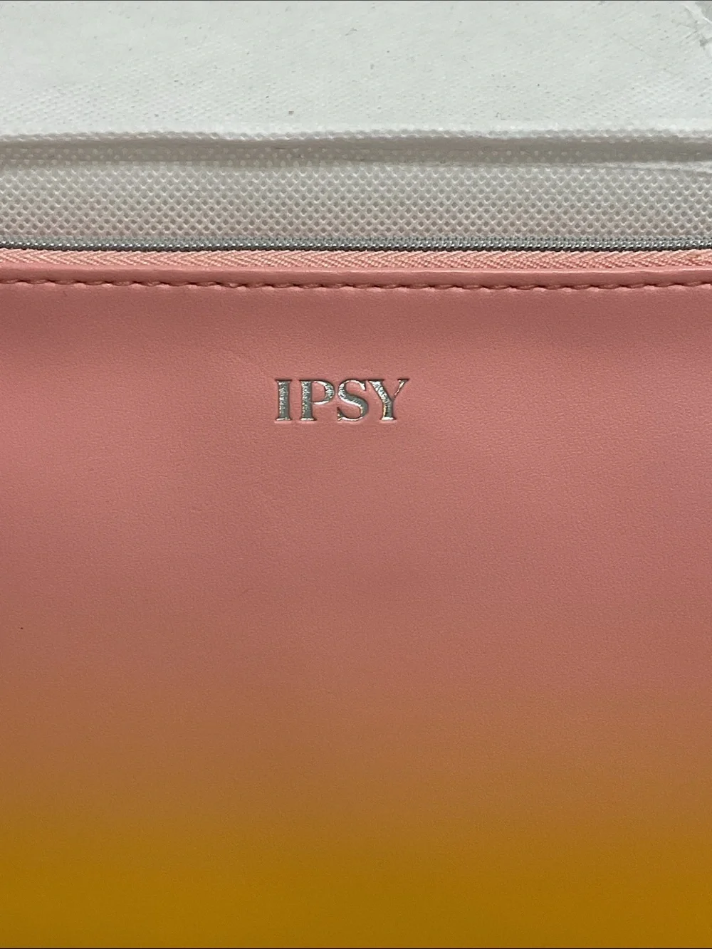 Ipsy May 2020 Pink Yellow Ombre Faux Leather Cosmetic Bag Case